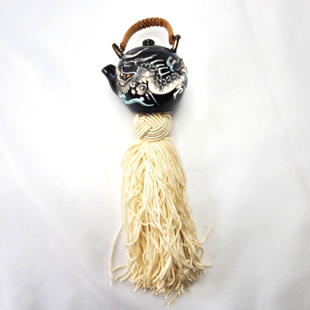 Ceramic Moriage Dragonware Teapot Fūchin Japanese Hanging Scroll Weight